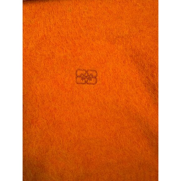 Ganni Orange Alpaca Wool Sweater Crewneck Knit Fuzzy Tangerine L - Picture 8 of 11